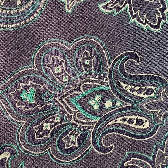 PIERRE CARDIN Navy Turquoise Paisley Silk Tie - Picture 2 of 5